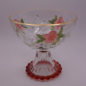 Vintage Pedestal Bowl with Flower Decoration